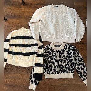 Women's Sweater Collection - Cream, Black, and White